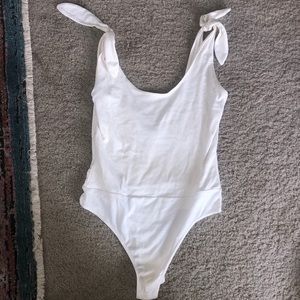 White Tie-Strap Bodysuit